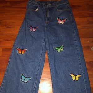 butterfly bellbottom jeans from shein